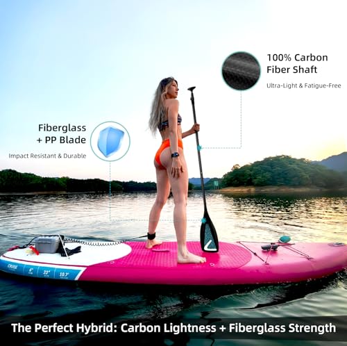 LEDONNE Carbon SUP Paddles 3 Piece Adjustable Stand Up Paddle Board Paddles Lightweight Carbon Fiber Shaft Floating Portable Paddle Oar, Black