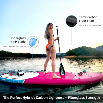 LEDONNE Carbon SUP Paddles 3 Piece Adjustable Stand Up Paddle Board Paddles Lightweight Carbon Fiber Shaft Floating Portable Paddle Oar, Black
