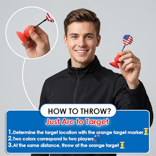 Sucker Darts Throwing Game Set, Silicone Suction Cup Toys - color: Red+black Flags