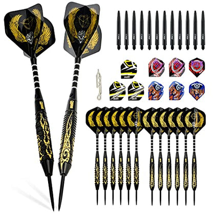 ONE80 Professional Steel Tip Darts Set in 12 Pack with Extra Flights and Shafts - style: Brass Barrel