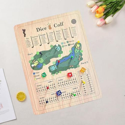 Golf Dice, Fun and Challenging Golf Dice, Wooden Tabletop Golf Dices, Perfect for Family Party Nights Holiday Parties.