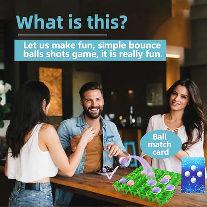 Bounce Ball Fun Party Game - 4 in a Row Games with 60 Balls & Cards - Indoor Outdoor Carnival Party Toys for Kids, Adults, Teens, Families, Game Night. 2-12 Players