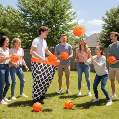 Leitee 11 Pcs Granny Pants Yard Game Games Set Oversized Pants with Bouncy Balls and Air Pump Outdoor Tossing for Basketball Party Supplies Sport Play Adults Fun Family Reunion Gatherings - style: Basketball