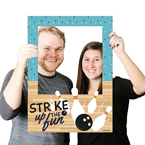 Big Dot of Happiness Strike Up The Fun - Bowling - Birthday Party or Baby Shower Selfie Photo Booth Picture Frame and Props - Printed on Sturdy Material