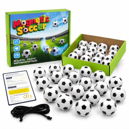 POSOUL 20 Balls Magnetic Game with String, Soccer-Themed Magnet Board Set | Portable Tabletop Strategy Toy for Parties, Travel and Camping, Gift for Kids Ages 3+ and Adults