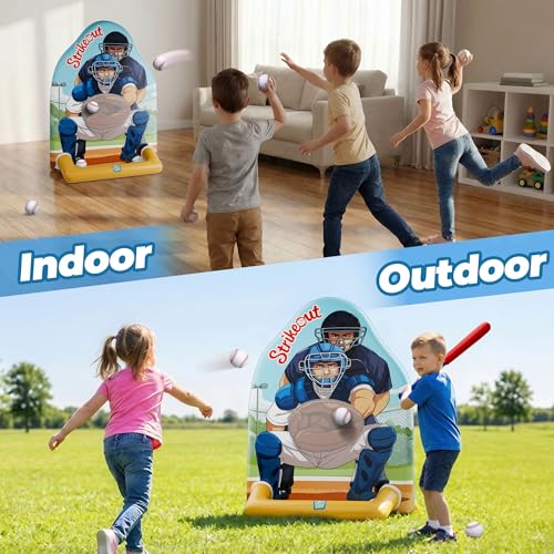 Funscape Kids Inflatable Baseball Pool Toy, Fun Swimming Pool Soft Ball Toss Game, Outdoor Yard Water Target Sports Activity, Cool Summer Beach Family Party Gift 3 4 5 6 7 8 Yr Boy Girl Child-Baseball - style: Baseball
