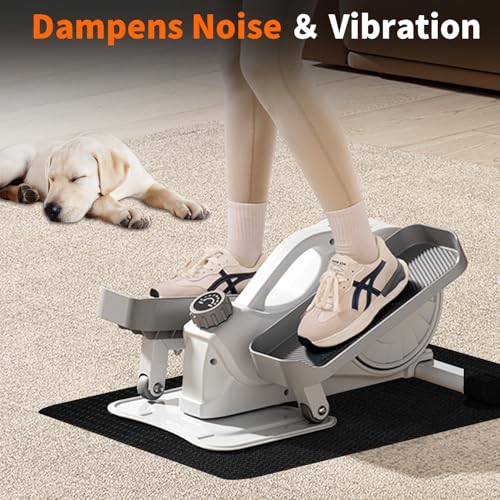 Double-Sided Non-Slip Workout Mat for Elliptical Machine, 23.6" x 17" Stepper Mat for Under Desk Ellipticals & Pedal Exercisers, Stability & Floor Protection, Vibration Plate Mat Compatible - size: 23.6"L x 17"W x 0.2"Th