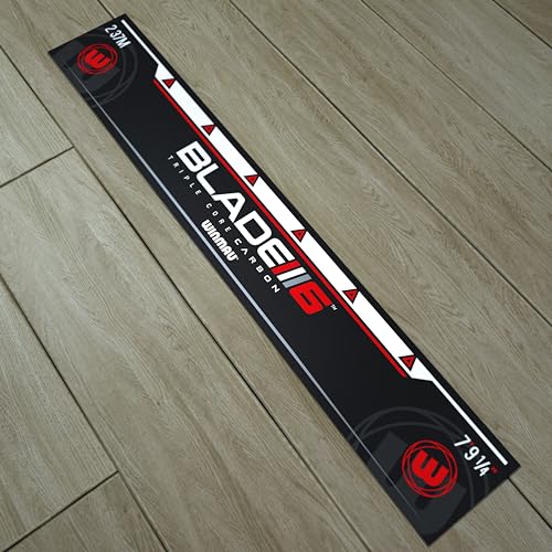 Winmau Darts Oche Line - High Visibility Throw Line Marker with Toe Markers for Consistent Stance - Self-Adhesive, Sticks to Hard Floors (Wood/Tile/Laminate) - Regulation Distance - style: Blade 6