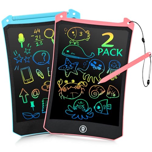 EooCoo Toddler Toys, LCD Writing Tablet for Kids 2 Pack, Toddler Travel Essentials Drawing Pad, Mess Free Coloring Books, Road Trip Activities, Age 3-5 Girls Boys Gifts - 8.5 Inch - color: 8.5”Pink&Blue