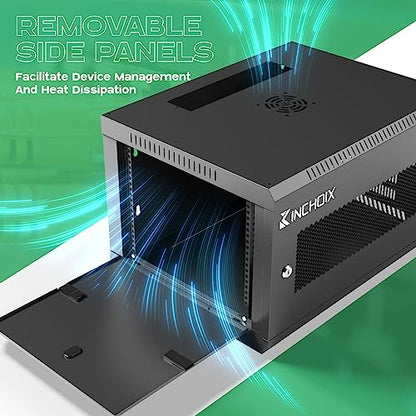 Wall Mount Network Server Cabinet 9U Network Rack Enclosure for Computer Routers Switches Networking Electronic Equipment, Removable Side Panels & Locks, 19.7in Depth - size: 9U