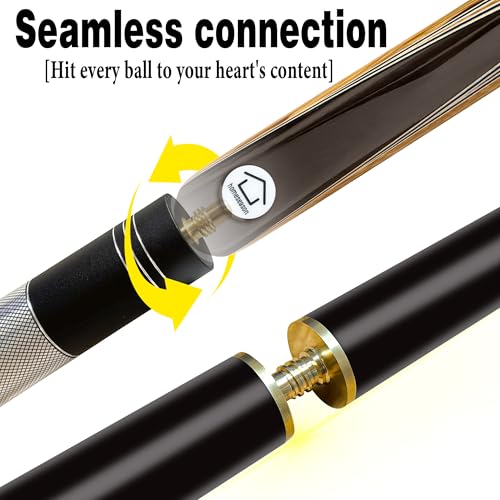 HomeSeason 57inch Snooker Cue Stick 18oz 3/4 Jointed Pool Cue, with Extension, Cue Case, Durable Ash Wood and Red Maple Construction Billiards Cue - color: HSS13