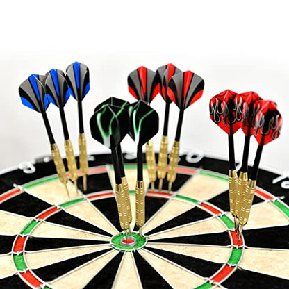 LinkVisions Dartboard with Staple-Free Bullseye, 18g Steel Tip Darts Set,12 Steel Tip Darts 18g, Dartboard Mounting Kits Included - style: Socipieler
