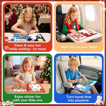 CutteeyFyry 4PCS Paint by Number Sticker Book - Christmas Crafts & Acitivity Puzzles Book for Kids Ages 4-10, Travel Toys for Road Trip & Airplane,Perfect Christmas Gifts & Basket Stuffers for Kids - color: Christmas