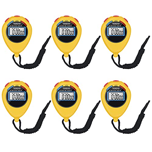 Pgzsy 6 Pack Multi-Function Electronic Digital Sport Stopwatch Timer, Large Display with Date Time and Alarm Function,Suitable for Sports Coaches Fitness Coaches and Referees