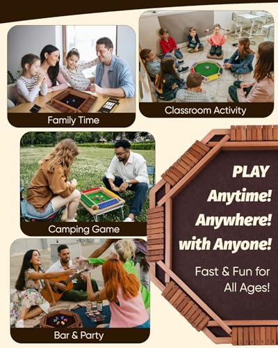 Deluxe 2-8 Player Original Shut The Box Game, Math Dice Board Game for Family Night Classroom Travel, Wooden Classic Table for Group Kid Adult Senior Travel Party Bar Easy Quick and Fun - size: 8P