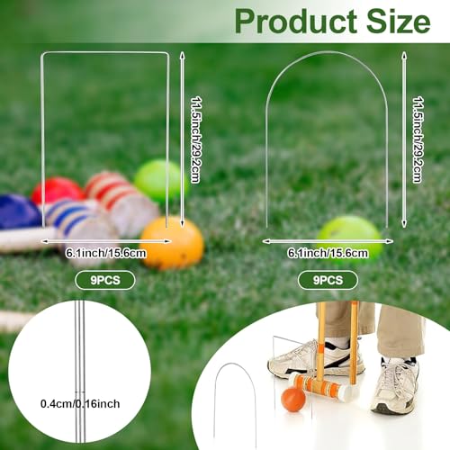 18 Pcs Croquet Wickets Set 11.5 x 6.1 Inch Square Arch Wickets Replacement for Croquet Metal Hoops with Galvanized Rustproof Wicket Replacement for Lawn Backyard Outdoor Sport Game