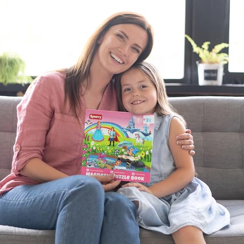 SYNARRY Unicorn Princess Mermaid Magnetic Puzzles for Toddlers 3-5, 36 Pieces Travel Puzzles for Kids Ages 4-8, Easter Basket Stuffers Gifts for Kids, Car Airplane Road Trip Activities Toys - style: Princess Mermaid