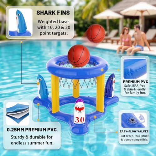 Uniqhia Pool Games Toys Set for Kids, Floating Pool Basketball Hoops & Pool Ring Toss Game, Swimming Pool Toys for Kids Ages 4-8 8-12, Teens, Adults and Family