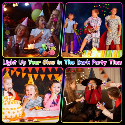 OLUPP Light Up Rings, Glow In The Dark Party Supplies, 6 Style Flashing Glow In The Dark Rings - style: 200 Pack