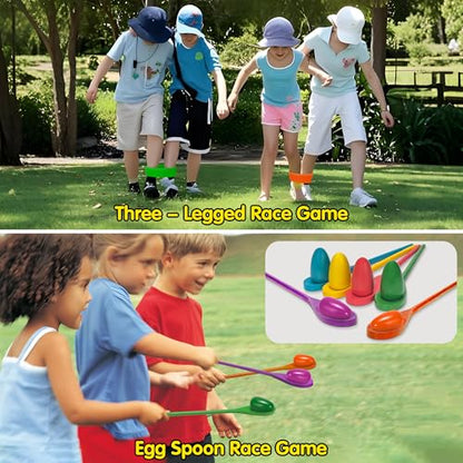 LINAYE Outdoor Field Day Games for Kids Adults, Carnival Lawn Yard Family Reunion Survivor Games Activities Tug of War Rope, Potato Sack Race Bags, Ring Toss,Catch Tail Game Belt for Birthday Party