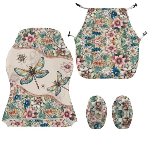 Suobstales Boho Mandala Dragonfly Pattern Gaming Chair Covers with Armrest Cover, Stretch Washable Computer Gaming Chair Slipcovers for Armchair, Swivel, Computer Boss Chair - color: Boho Mandala Dragonfly