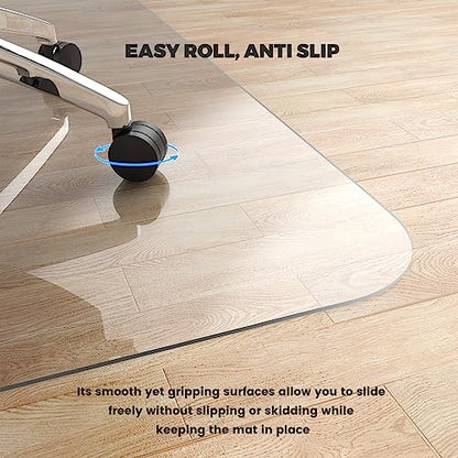 Yecaye Office Chair Mat for Hardwood Floor, Clear Computer Desk Chair Mat, PVC Heavy Duty Floor Protector for Rolling Chairs, 1.7mm Thick Chair Mat (Transparent, 48" x 55" x0.07'') - size: 48" x 55" x 0.07''