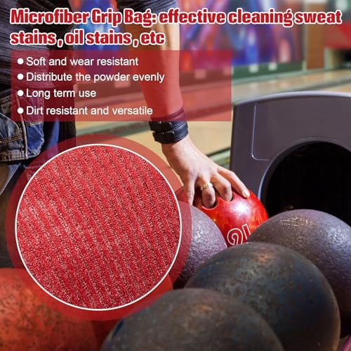 Lewtemi Microfiber Ultra Dry Bowling Grip Ball, 2 Pcs Microfiber Bowling Rosin Bags for Hands for Golf Lifting Rock Climbing Tennis Gymnastics - color: Red and Black