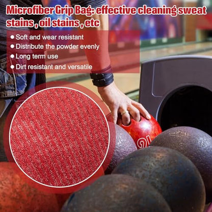 Lewtemi Microfiber Ultra Dry Bowling Grip Ball, 2 Pcs Microfiber Bowling Rosin Bags for Hands for Golf Lifting Rock Climbing Tennis Gymnastics - color: Red and Black