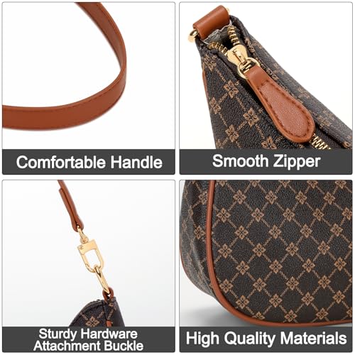 KKXIU Shoulder Bag for Women Cute Hobo Purses and Handbags Retro Clutch Underarm Purse | Cute - color: Brownflower