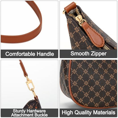 KKXIU Shoulder Bag for Women Cute Hobo Purses and Handbags Retro Clutch Underarm Purse | Cute - color: Brownflower