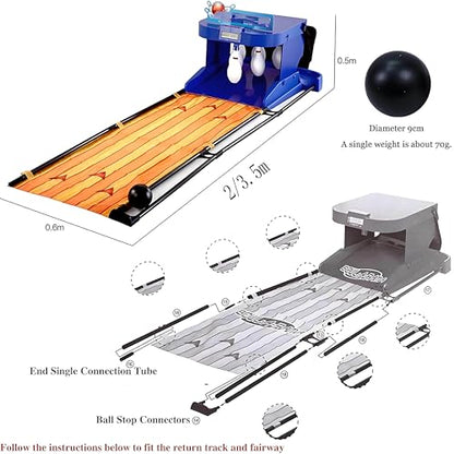 Indoor Electronic Bowling Game with LED Scoreboard, Automatic Reset & Simulation Sound, Fun for Kids & Adults, 3.5m/11ft Bowling Alley Sports Console - size: 3.5m/11ft