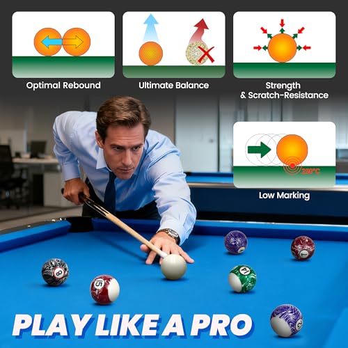 Pool Balls Billiard Set – 2-1/4" Regulation Size, 6 oz Professional Weight, AAA Grade Pure Resin, Pool Table Balls for Tournament, Bar, Game Room & Gifts - style: White Marble Swirl