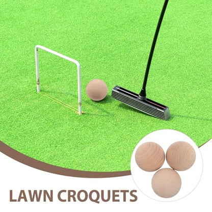 TOYANDONA Beech Wood Croquet Golf Ball Set 3Pcs for Outdoor Lawn Games Fun Durable Round Balls for Multiple Players