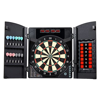 MD Sports Dartboard Cabinet Multiple Styles Electronic Dartboard With Digital X/O Cricket Scorekeeping and Dart Set, Perfect for Cricket Games - style: Bristlesmart E-Dartboard (w/Steel Tip Darts)