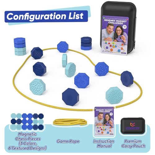 Magnet Game, Magnetic Game with String, 18PCS BlueSensory Silicone Magnet Stones for Family and Party, Magnetic Chess Strategy Table Board Games for Kids Adults.(Blue) - color: Blue