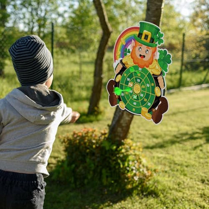 Cinrobiye St.Patrick's Day Game Irish Party Dart Board Game Set with 6 Sticky Balls and 6 Darts for Family Leprechaun Spring Birthday Party Supplies Garden Yard Lawn Indoor Outdoor Gatherings