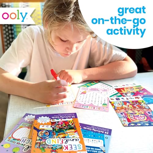 OOLY Seek and Find Activity Cards for Kids - 24 Seek and Find Picture Cards with Fun Themes, Tic Tac Toe on Every Card - Portable Game Set, Ages 4 and Up - style: Seek and Find