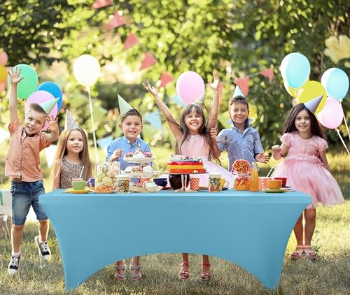 Utopia Kitchen Spandex Tablecloth 1 Pack [6FT, Blue Mist] Tight, Fitted, Washable and Wrinkle Resistant Stretch Rectangular Patio Table Cover for Event, Wedding, Banquet & Parties [72Lx30Wx30H Inch] - color: Blue Mist, size: 6 Feet - 1 Pack