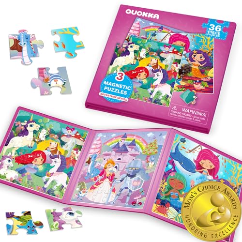 QUOKKA Magnetic Puzzles for Kids Ages 4-6 – 36 Pieces Sudoku Toddler Puzzles Ages 2-4 – Travel Games for Kids 3-5 – Princess Unicorn Mermaid Toddler Travel Toys – Car Airplane Road Trip Games - style: 1. PRINCESS 36 PCS