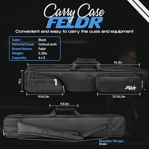 Obsidian Carbon Fiber Pool Cue Stick 57" Billiard Cue Sticks Professional Low Deflection Pool Sticks with 12.5mm Tip, Microfiber Cloth, Gloves, Pool Cue Case & Pool Cue Chalk for Adults