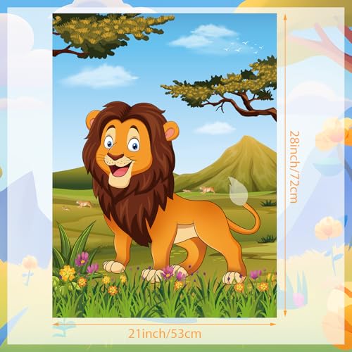 PLULON Pin The Tail on The Lion Party Game Kids Lion Games Poster with Tail Stickers for for Lion Party Favors Boys Birthday Party Supplies Party Decorations - style: Lion
