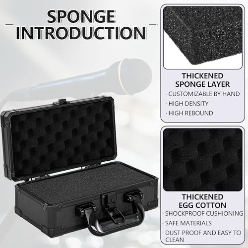 11 Inch Carrying Case With Customizable Pre-Diced Foam, Aluminum Case, Aluminum Alloy Sturdy Build, Storage Case for Microphone, Equipment, Camera, Tools, Recorder, etc - size: 11.1x5.9x5.5 Inch
