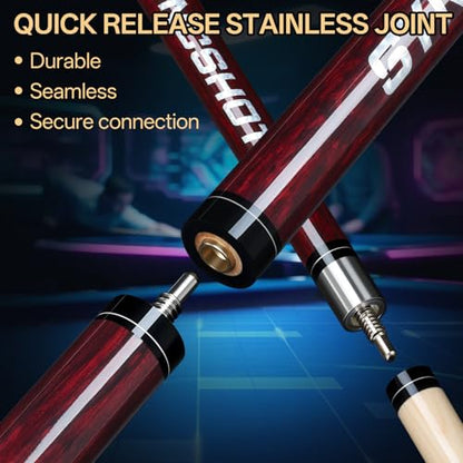 2 in 1 Heavy Break Jump Cue: 3-Piece Break Cue Pool Stick 58 Inch 23oz 14mm Pro Tips Fas-Grade Maple Wood Jump&Break Pool Cue Sticks (Claret, 23~25 oz)