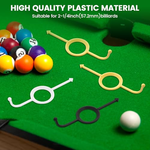 6 Pcs Precision Pool Shot Aiming Aid, Billiards Aiming Aid, Cue Shot Aiming Aid for 2-1/4" Balls, Improve Your Pool Skills, Perfect for Beginners & Intermediate Players（White/Yellow/Black）