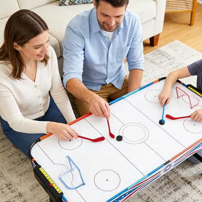 Mini Tabletop Hockey Game Set Including 2 Goal Nets 2 Ice Hockey and 2 Sticks Christmas Indoor Desk Novelty Toy Fast Paced Fun Sport Party Games for Adults
