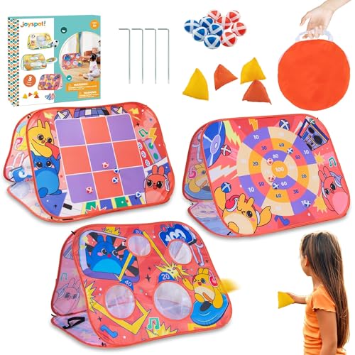 Giant 3 in 1 Bean Bag Toss Game for Kids, Toddler Outdoor Toss Toys for 2 3 4 5 6 7 8 Year Old Boys Girls, Family Party Supplies, Cornhole Party Carnival Games, Lawn Backyard Outside Birthday Gifts - style: Bean Bag Toss Combo