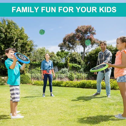 WIn SPORTS Trampoline Paddles Disc,Indoor Outdoor Game for 4 Players,Camping Game for Kids, Adults,Couples, Friends,Family, Includes 4 Rackets, 3 Rubber Koosh Balls,1 Storage Bag