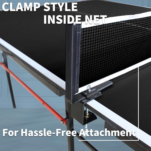 Ping Pong Table Foldable & Portable Table Tennis Table Set for Indoor & Outdoor Games with Net, 2 Paddles and 3 Balls - size: 8FT-Black