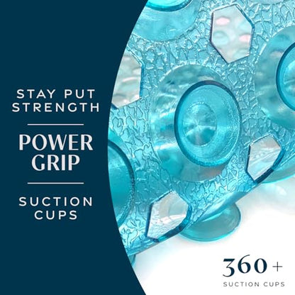 SlipX Solutions Power Grip 39x16 Bathtub & Shower Mat | Premium Non-Slip Bath Safety | Clear Aqua - color: Clear Aqua