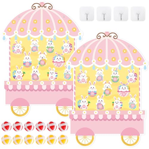 2 Pcs Dart Board with 12 Sticky Balls Theme Party Decorations Felt Cloth Toss Game for Family Games Birthday Party Outdoor Indoor Supplies(16.5 x 23.6 inches) - style: Bunny